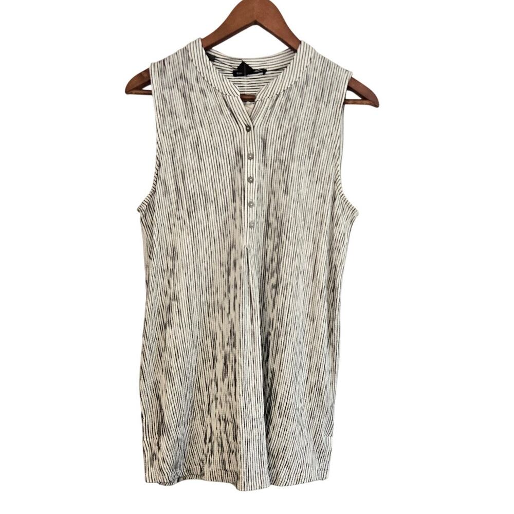 Sleeveless Button‑Front Top Lagenlook Resort Wear Coastal Casual Size Medium 